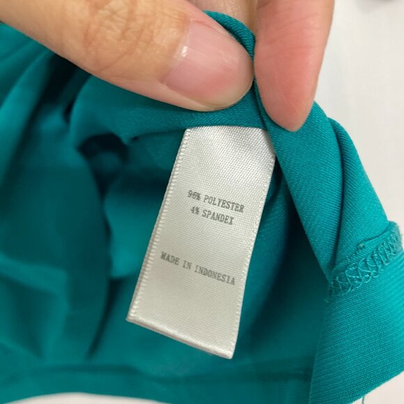 Dressbarn size 3X Blue Teal Embellished Artsy Stretch Knit 3/4 Sleeve Blouse - Picture 6 of 8